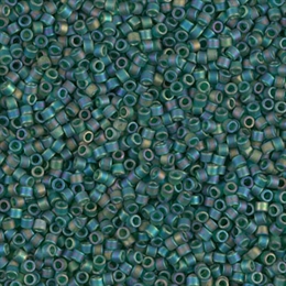 Seed beads, Delica 11/0, matte rainbow dark green, 7,5 gram. DB0859V